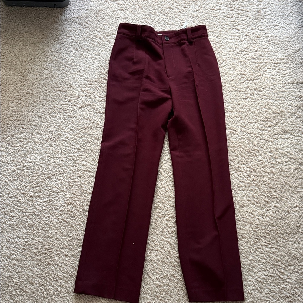 Zara Burgundy Wide-Leg Trousers